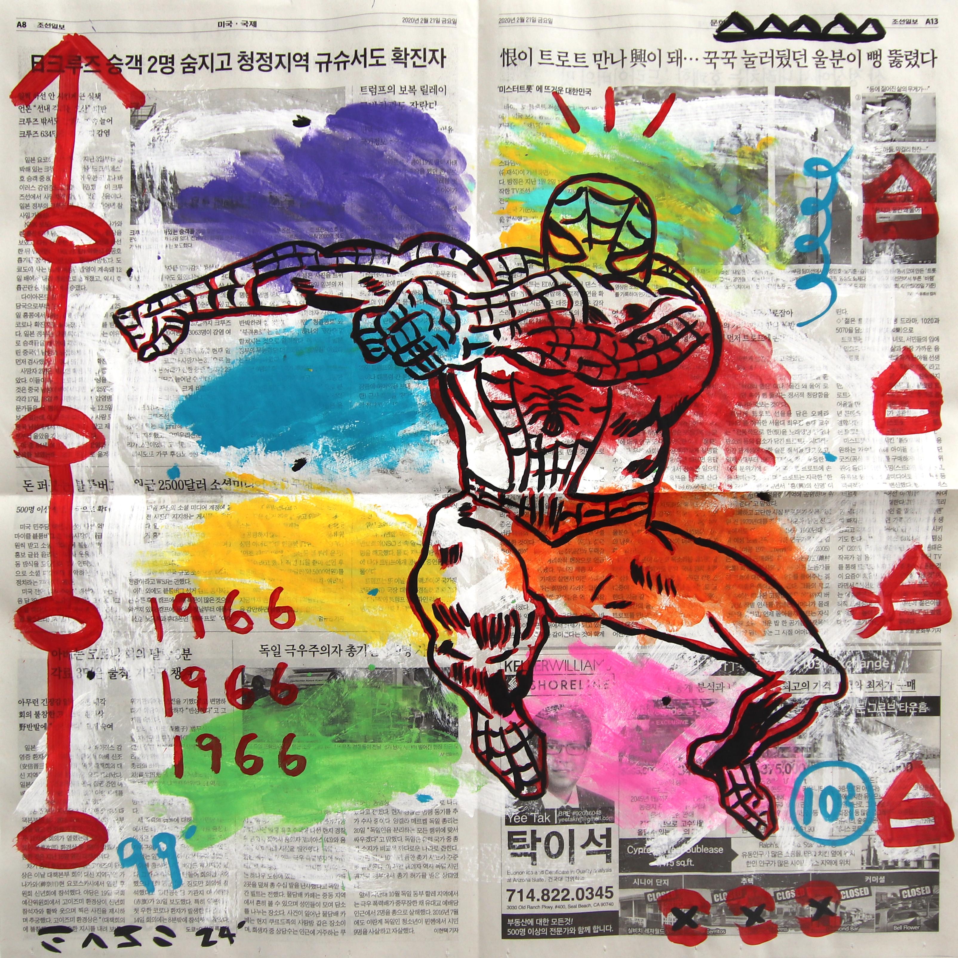 1966 Spiderman - Colorful Pop Art Comic Book Super Hero Painting by Gary John