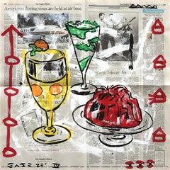 A Fine Jelly Trio - Abstrakte Lebensmittel Stillleben Pop Art Gemälde von Gary John