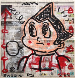 Avante Garde - Original Figurative Cartoon Mixed Media Pop Artwork by Gary John