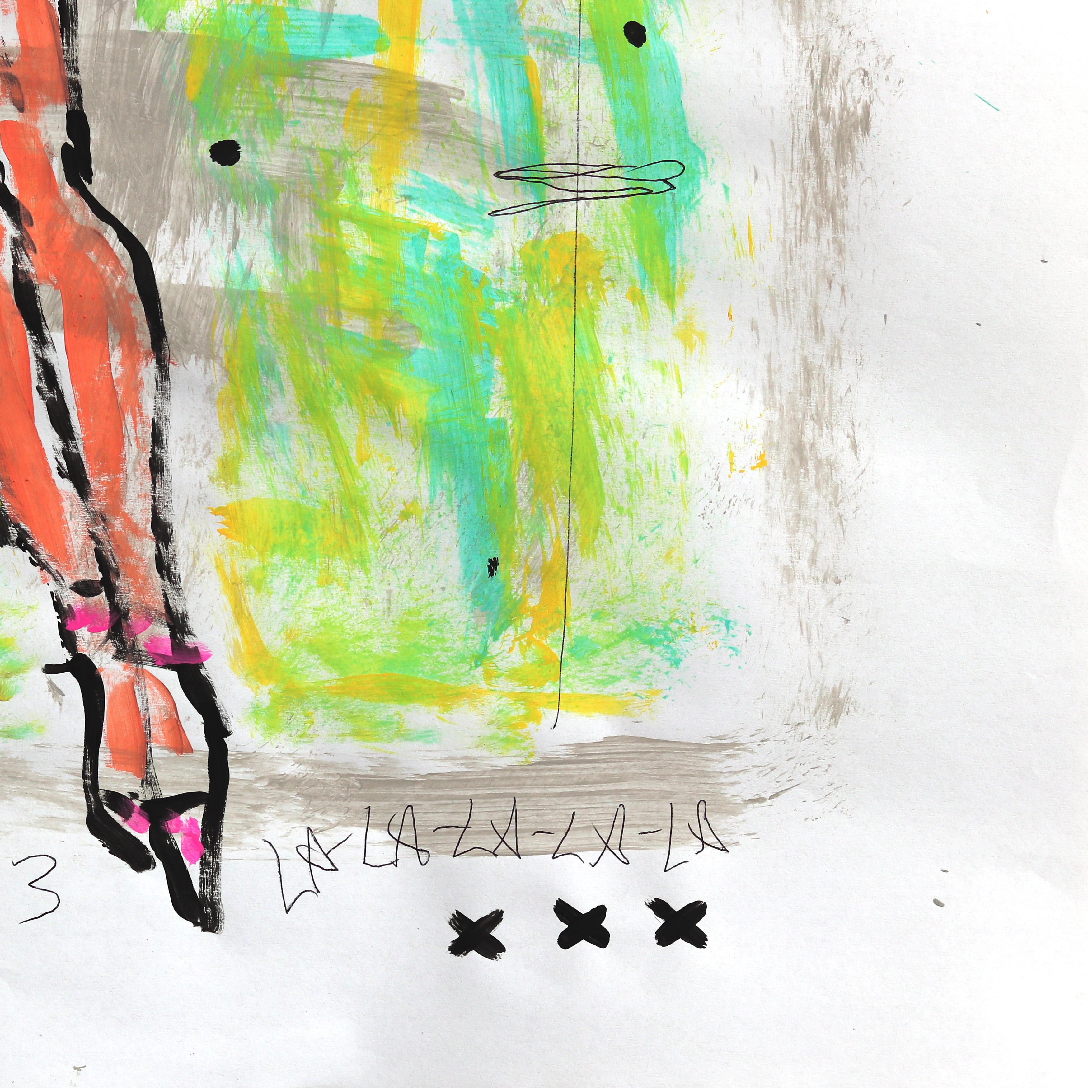 Ballerina in Green - Abstract Feminine Figurative Pop Art Painting by Gary John For Sale 1