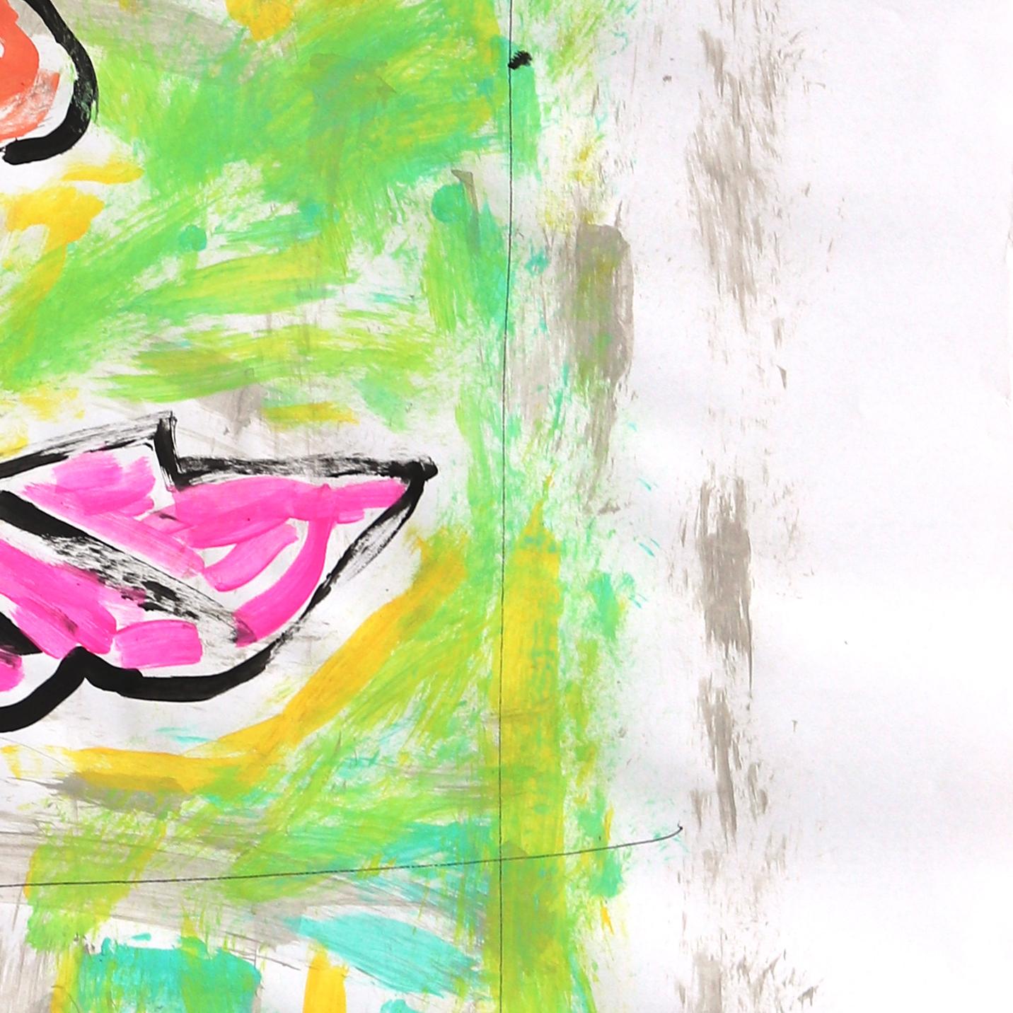 Ballerina in Green - Abstract Feminine Figurative Pop Art Painting by Gary John For Sale 2