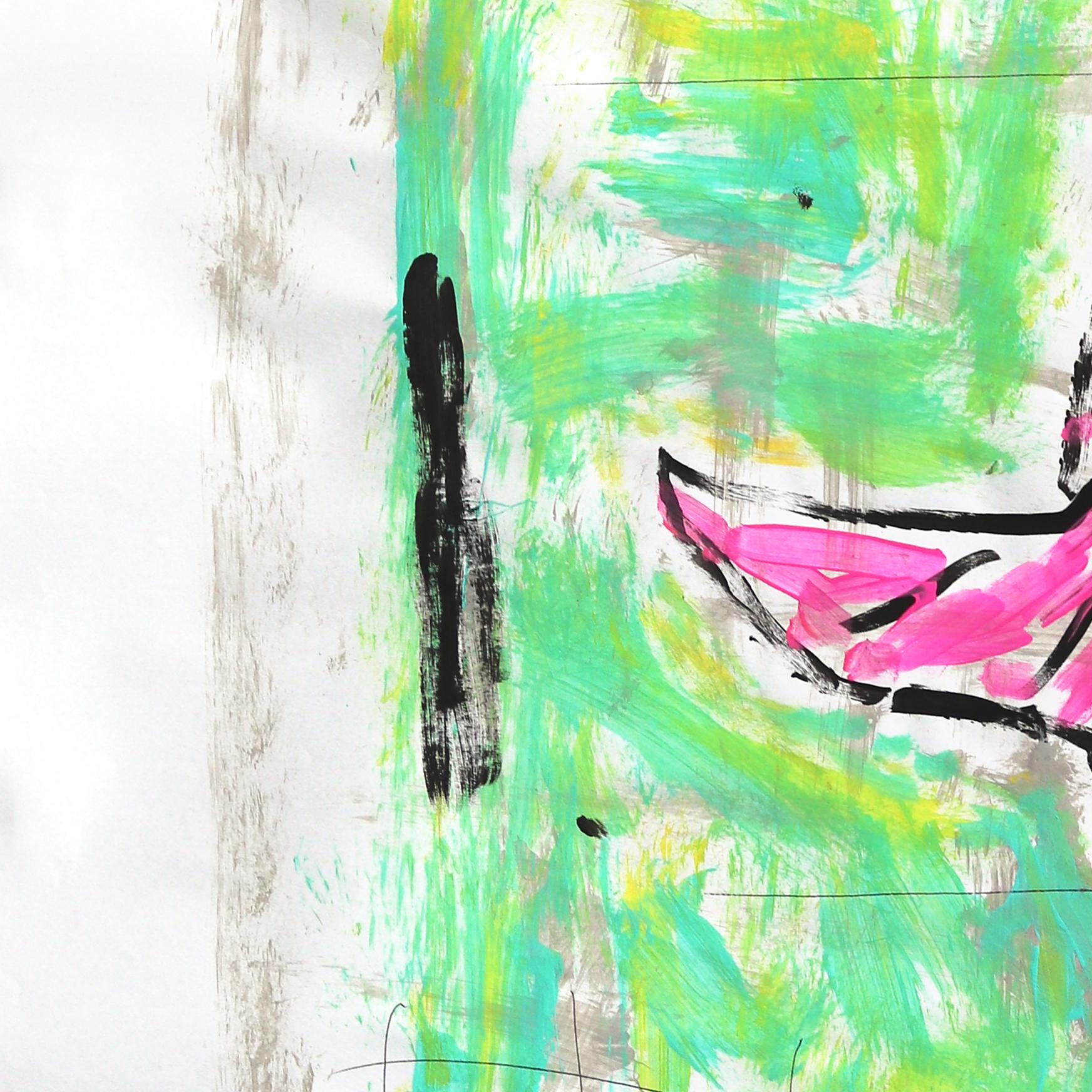 Ballerina in Green - Abstract Feminine Figurative Pop Art Painting by Gary John For Sale 3