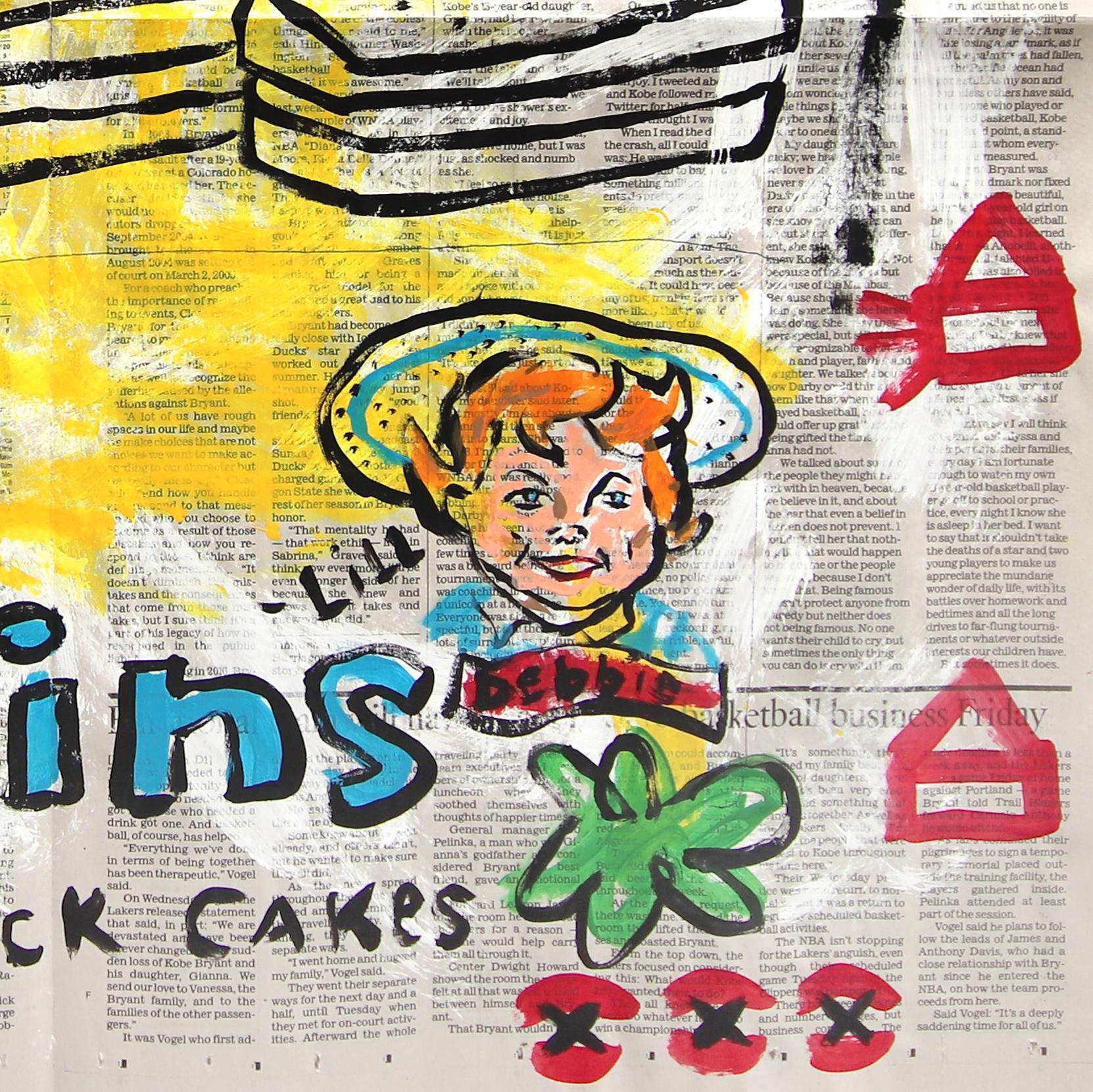Banana Twins - Original Quirky Colorful Food Pop Art Painting by Gary John For Sale 2