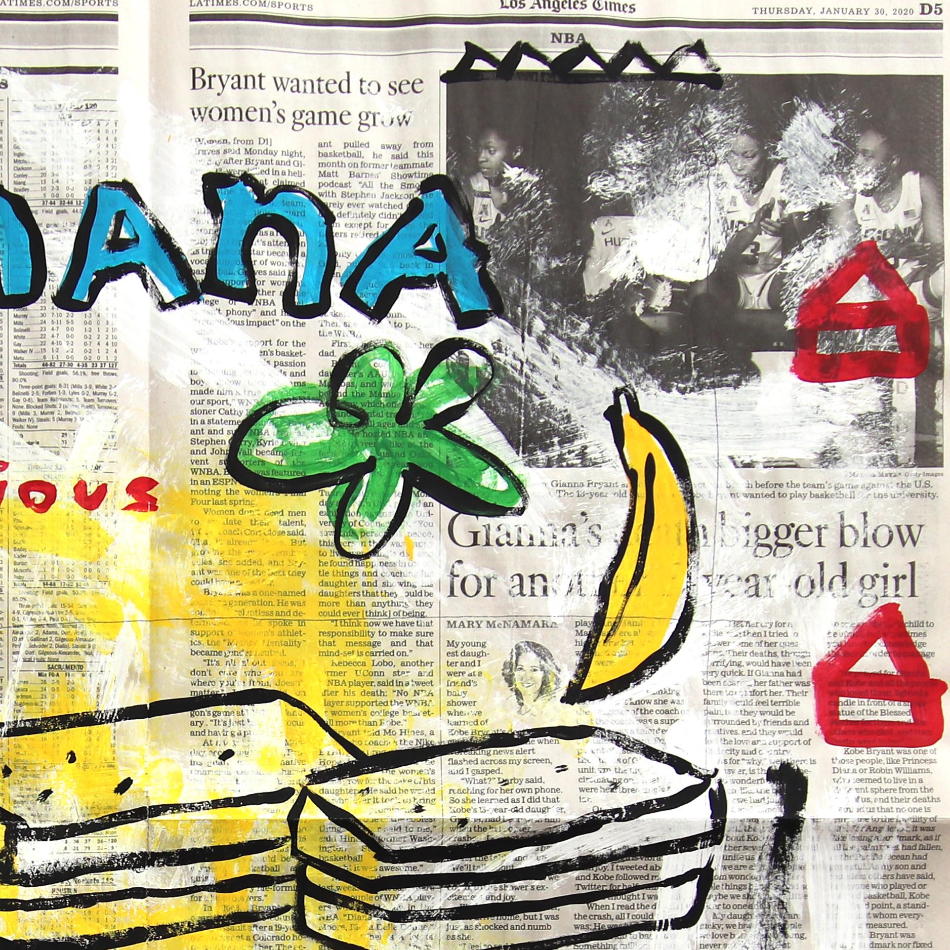 Banana Twins - Original Quirky Colorful Food Pop Art Painting by Gary John For Sale 3