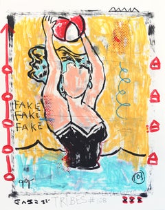 Beach Ball Buoyancy - Abstrait coloré Figurative Feminine Pop Art by Gary Johns