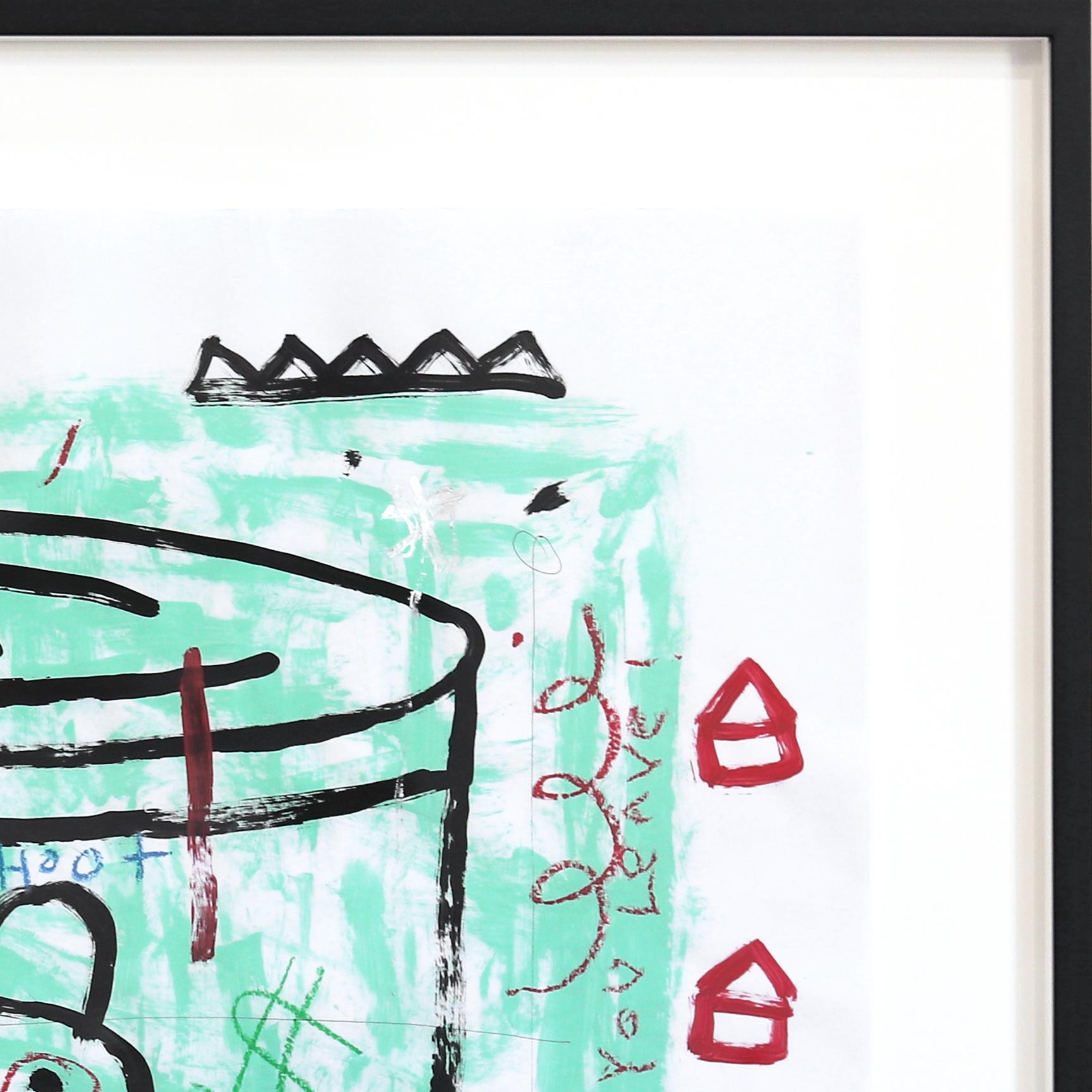 Big Soup - Pintura Pop Art Figurativa Verde Original de Gary John Enmarcada en venta 4