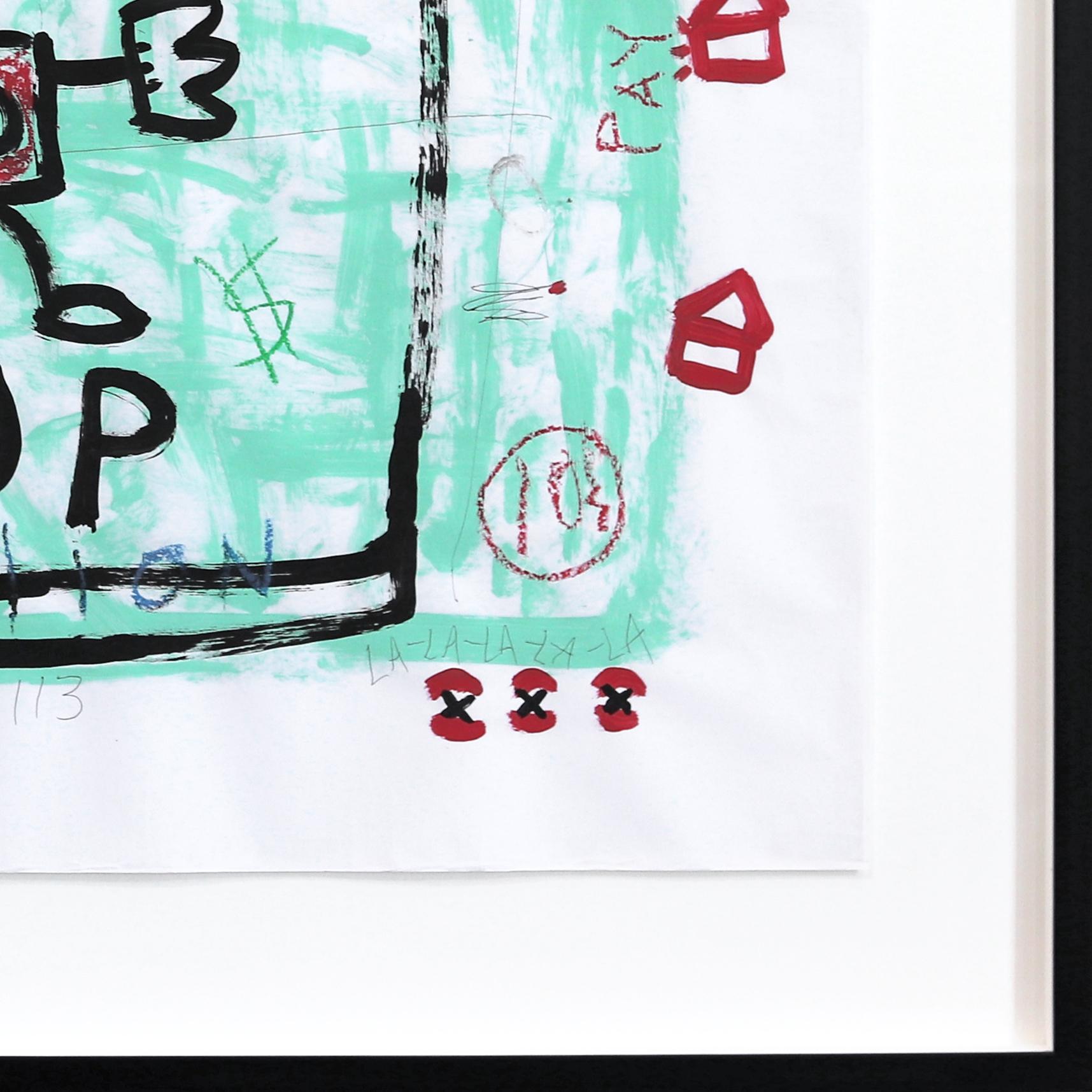 Big Soup - Pintura Pop Art Figurativa Verde Original de Gary John Enmarcada en venta 6