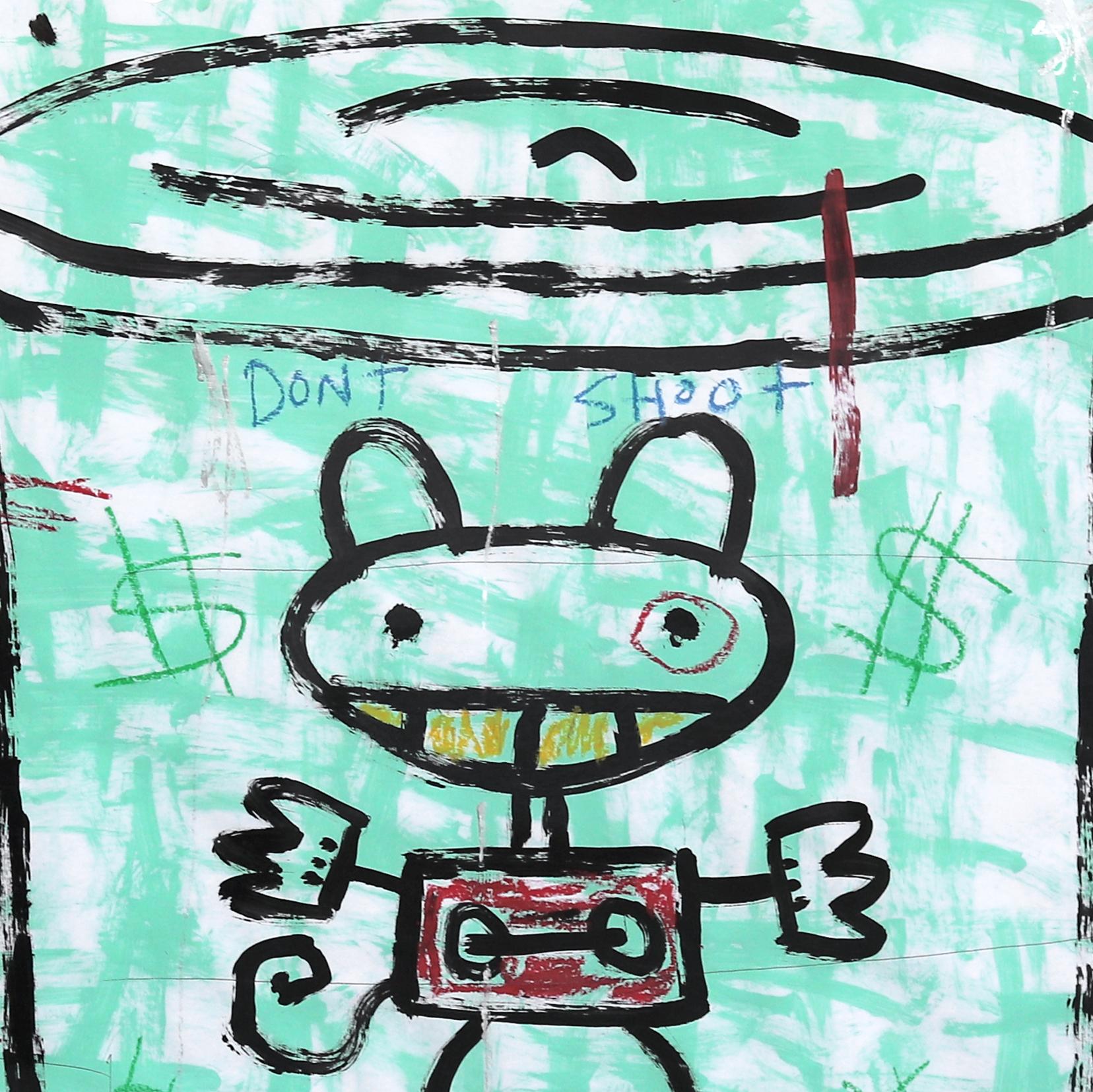 Big Soup - Pintura Pop Art Figurativa Verde Original de Gary John Enmarcada en venta 7