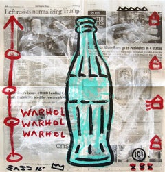 Blue Bottle - Abstract Quirky Still Life Graffiti Pop Art Painting by Gary John
