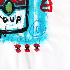 Blau für Suppe - Bunte Pop-Art-Suppendosen-Stillleben von Gary John