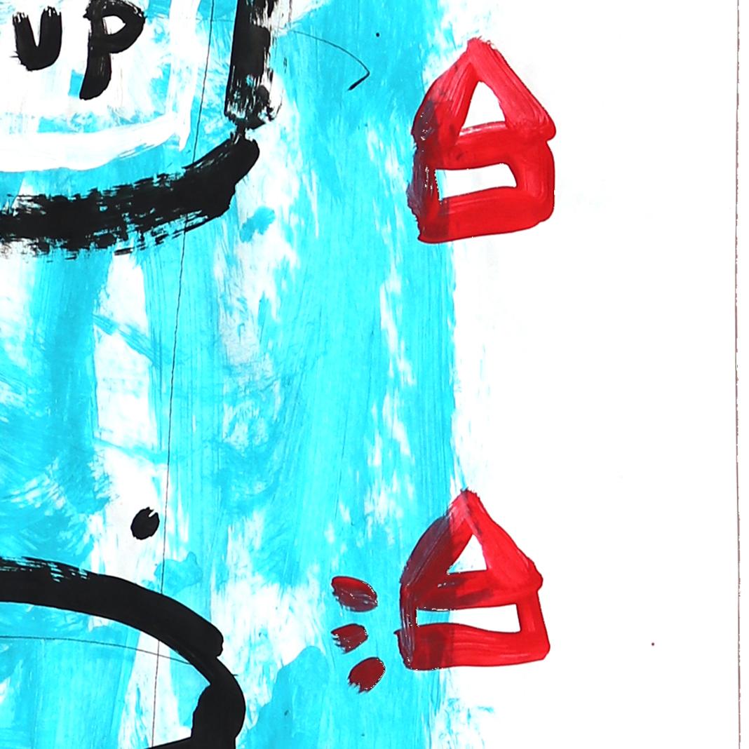 Blue For Soup - Colorful Pop Art Quirky Still Life Painting by Gary John in vendita 2