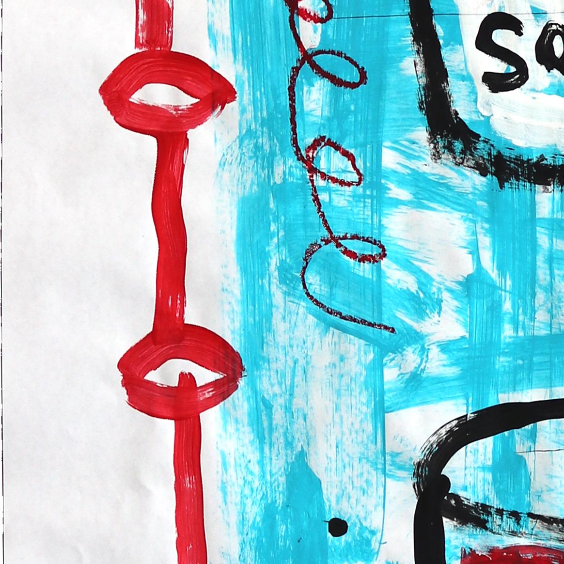 Blue For Soup - Colorful Pop Art Quirky Still Life Painting by Gary John in vendita 3