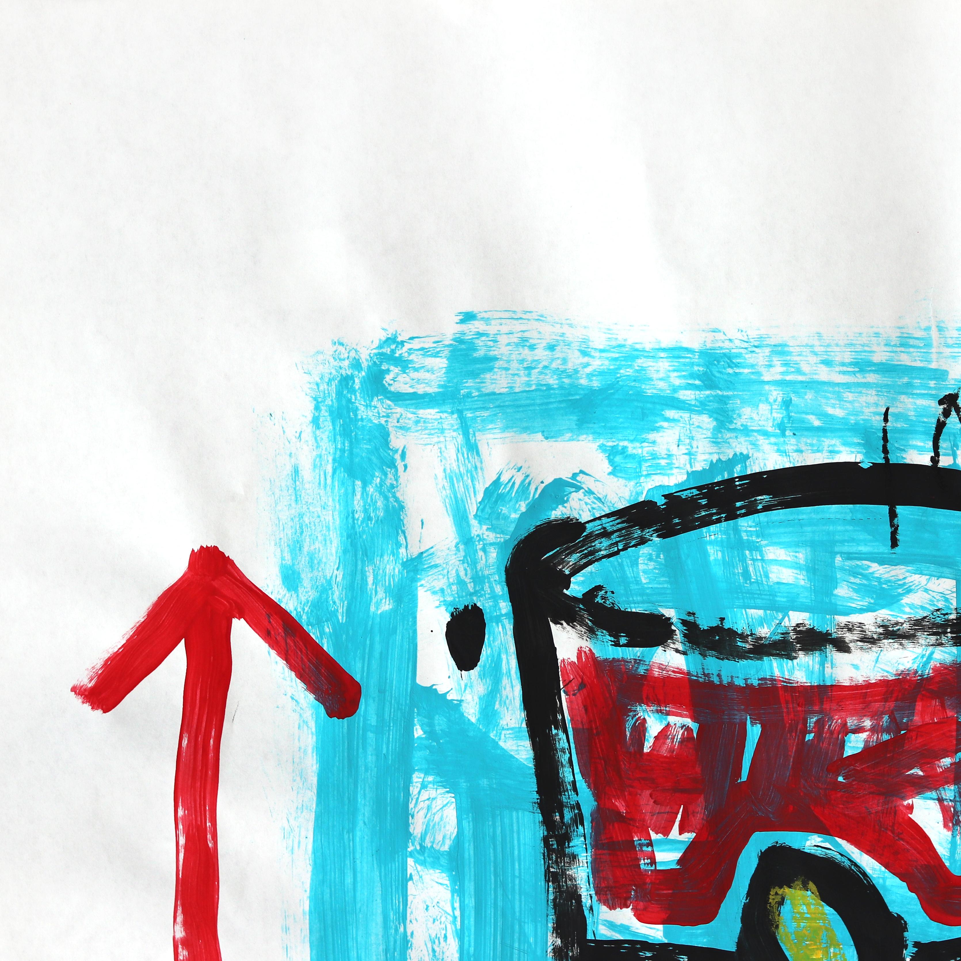 Blue For Soup - Colorful Pop Art Quirky Still Life Painting by Gary John in vendita 5