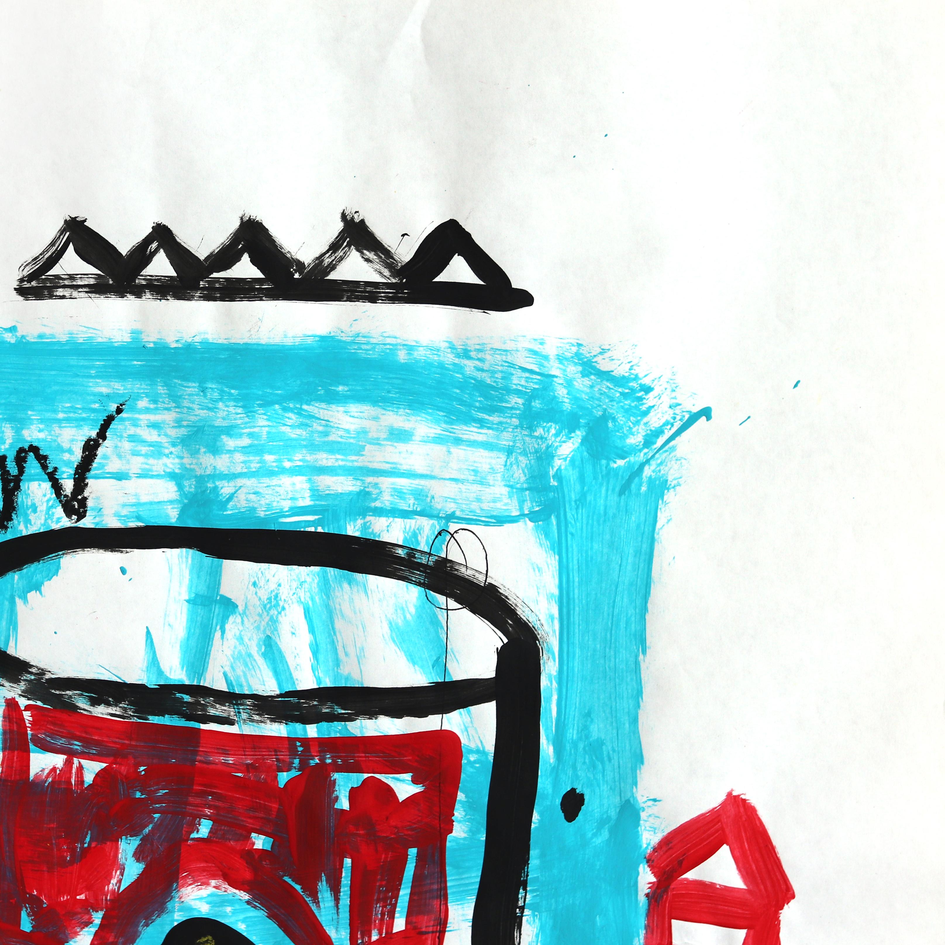 Blue For Soup - Colorful Pop Art Quirky Still Life Painting by Gary John in vendita 6