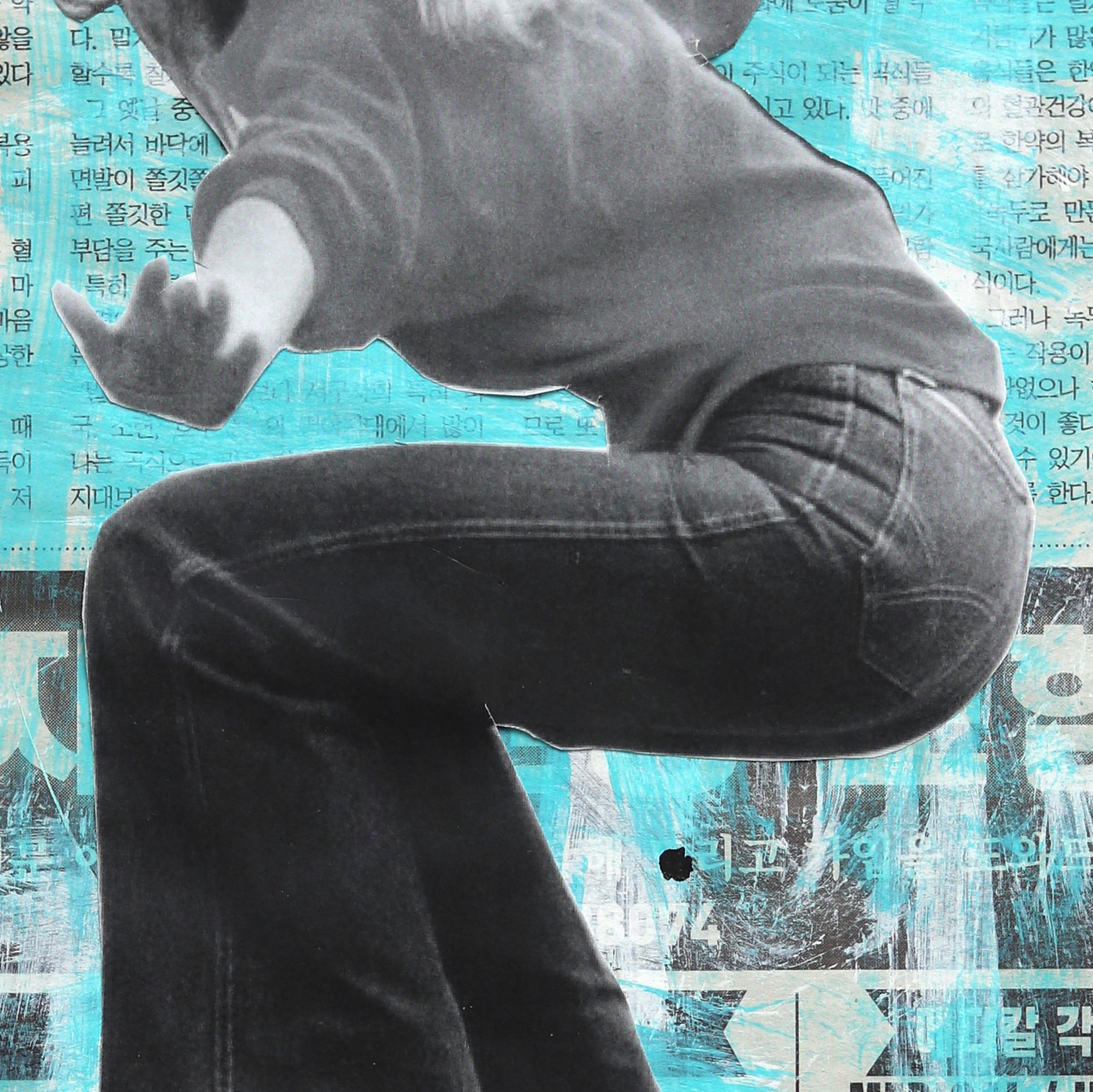 Pattinatrice blu - Pittura astratta figurativa pop originale di Gary Johns in vendita 2