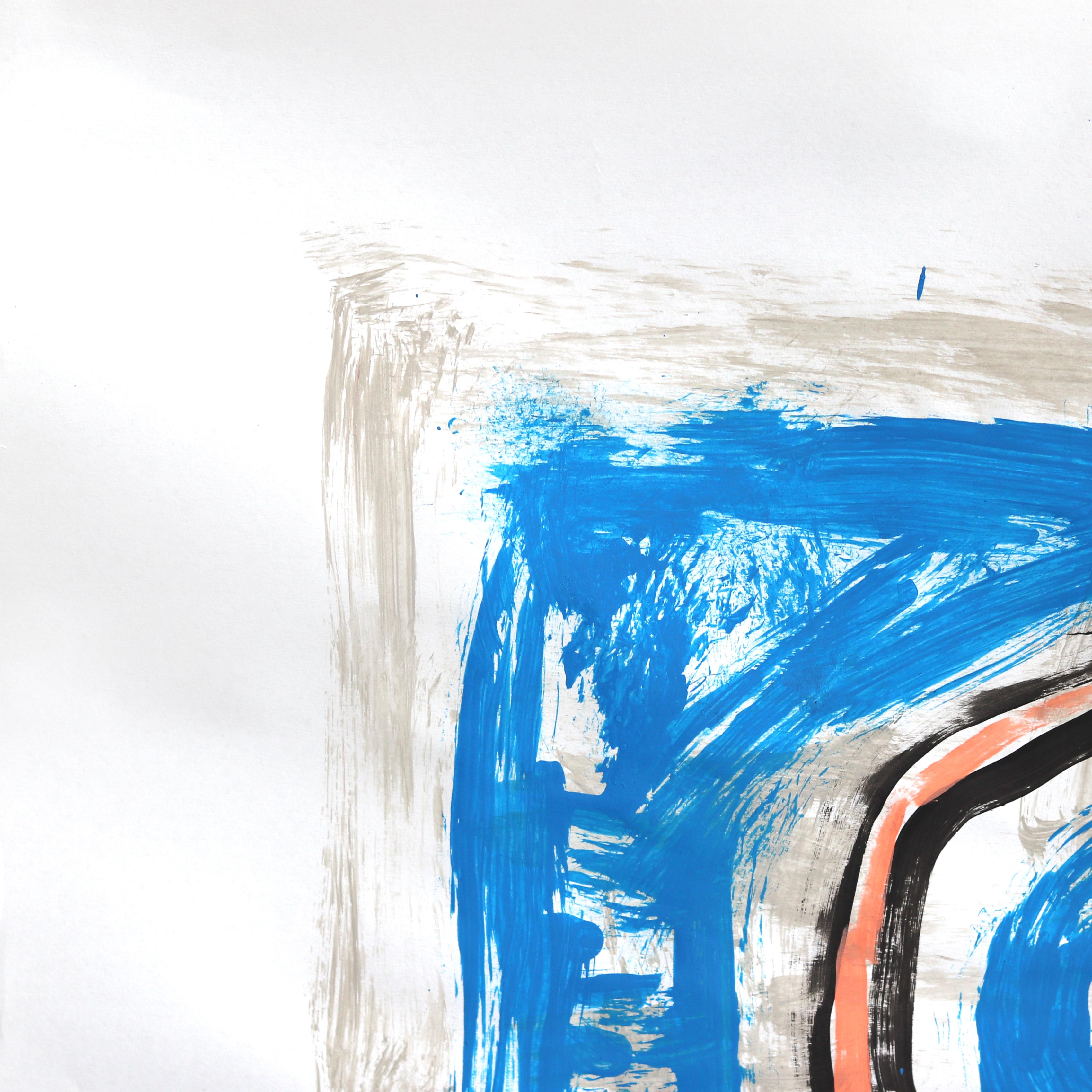 Blue Twirl - Pittura pop figurativa originale di Gary Johns con ballerina vibrante in vendita 2