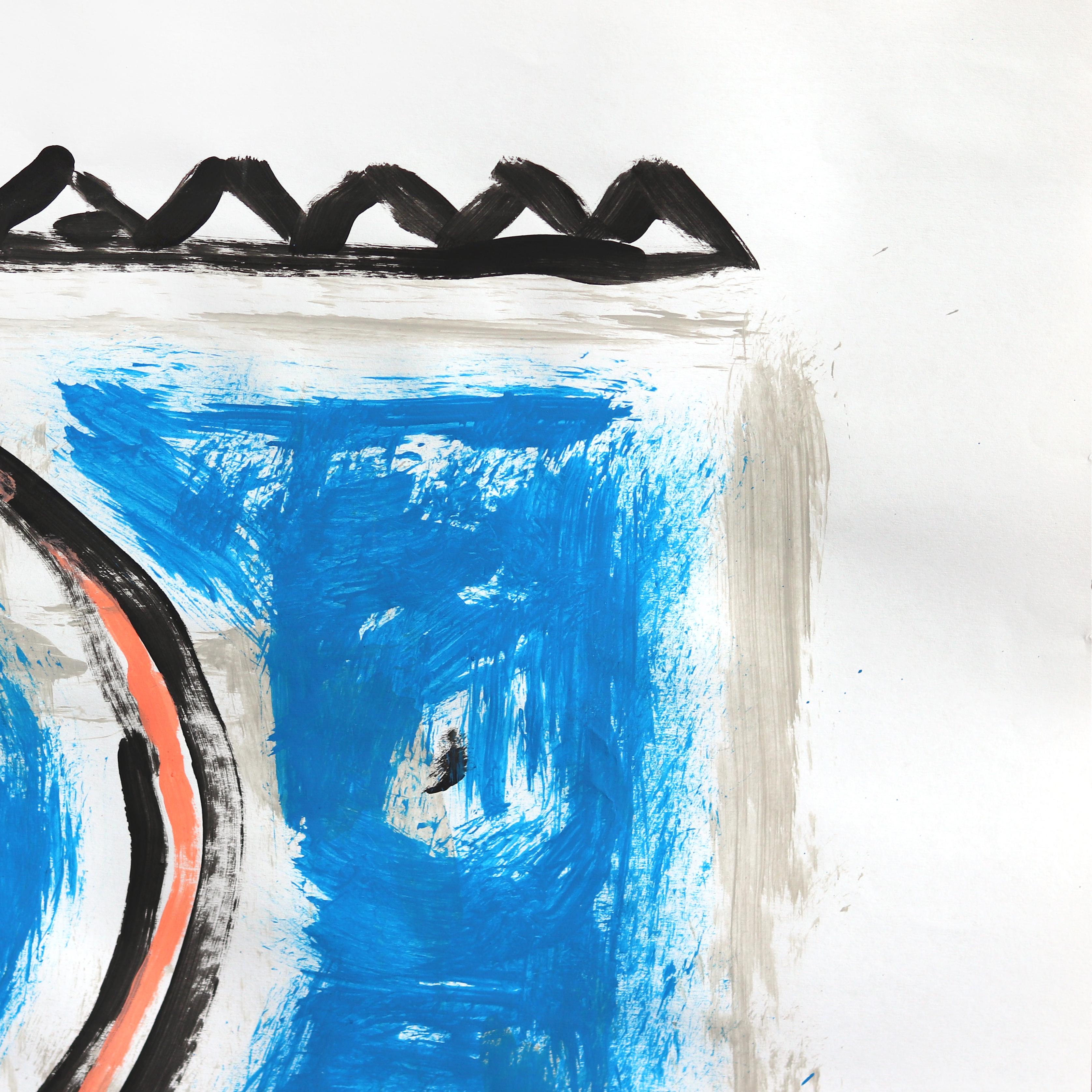 Blue Twirl - Pittura pop figurativa originale di Gary Johns con ballerina vibrante in vendita 3