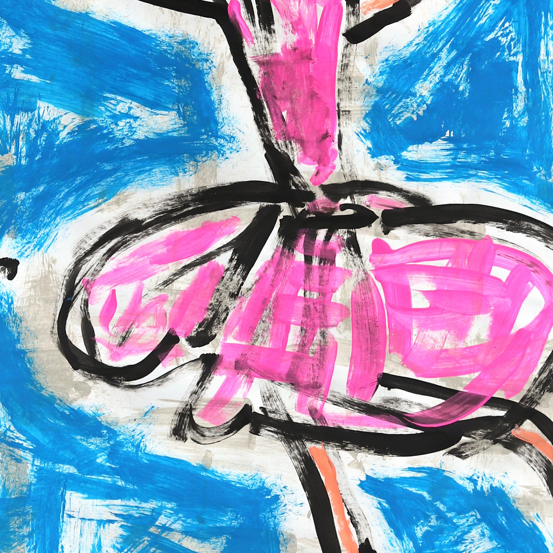 Blue Twirl - Pittura pop figurativa originale di Gary Johns con ballerina vibrante in vendita 5
