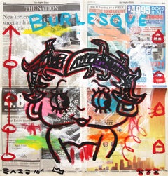 Burlesque Boop - Abstrakte Figurative Cartoon Pop Art Gemälde von Gary John