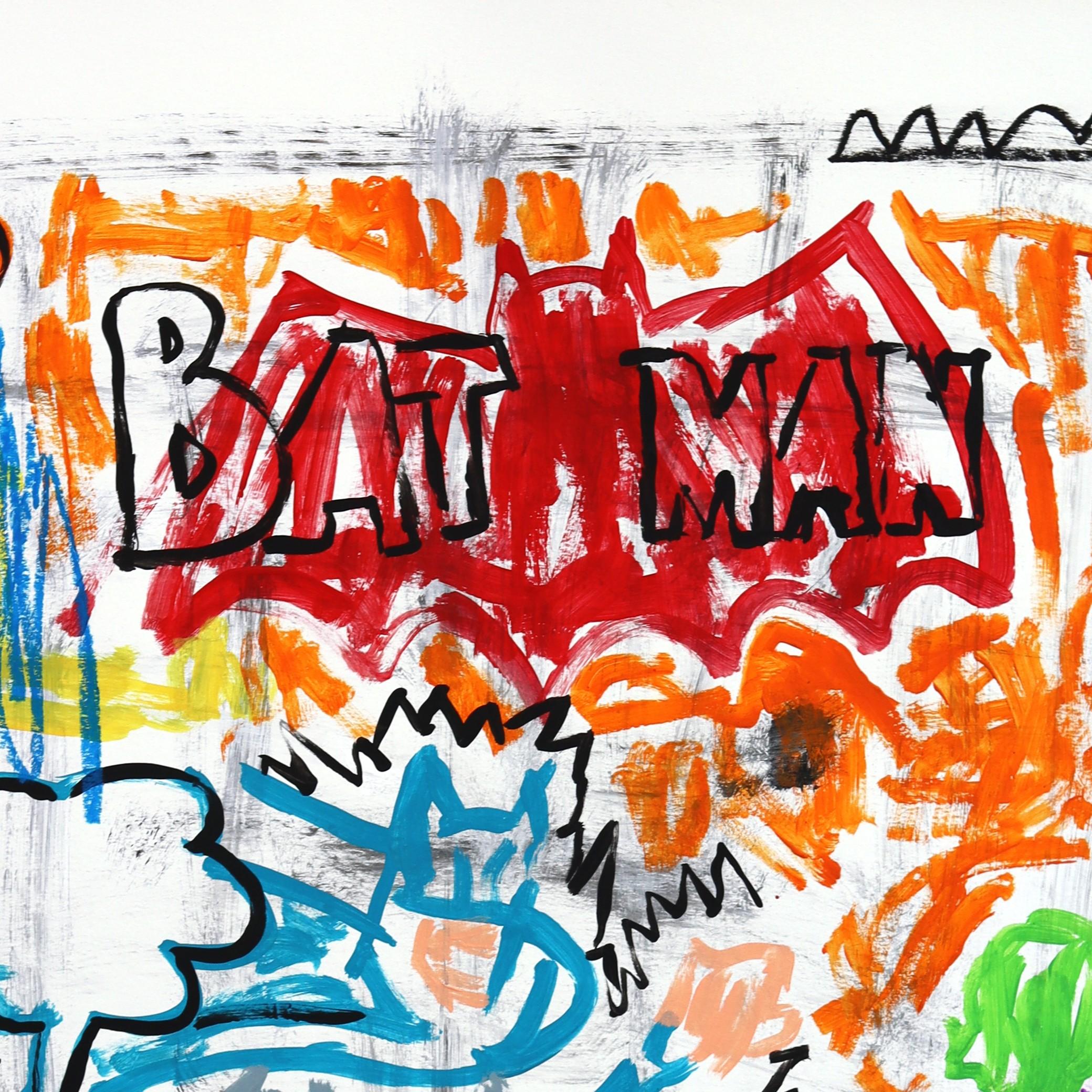 Caped Chaos - Original Figurative Cartoon Mixed Media Pop Kunstwerk von Gary John im Angebot 8