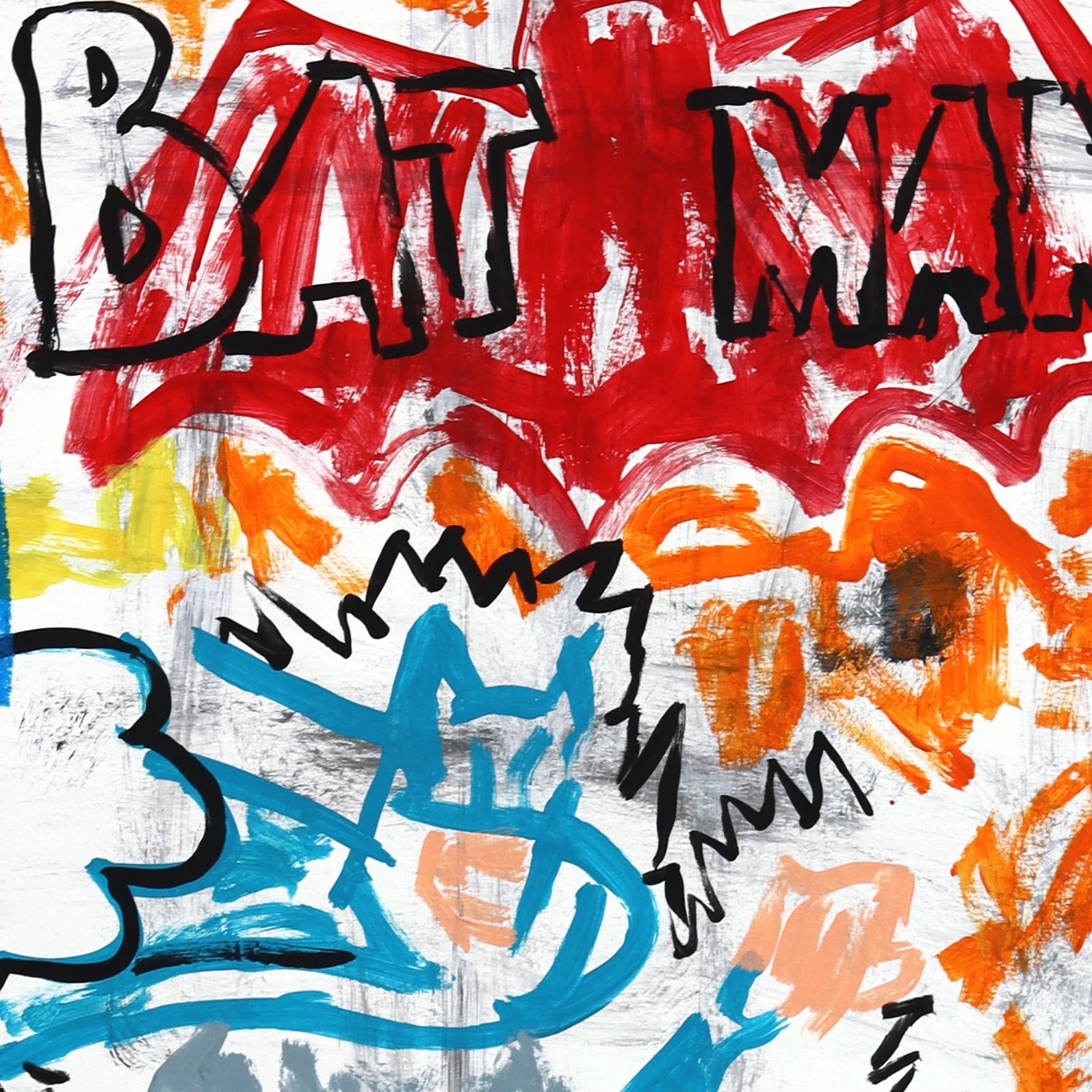 Caped Chaos - Original Figurative Cartoon Mixed Media Pop Kunstwerk von Gary John im Angebot 1