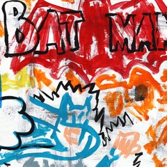 Caped Chaos - Original Figurative Cartoon Batman Pop Artwork by Gary John