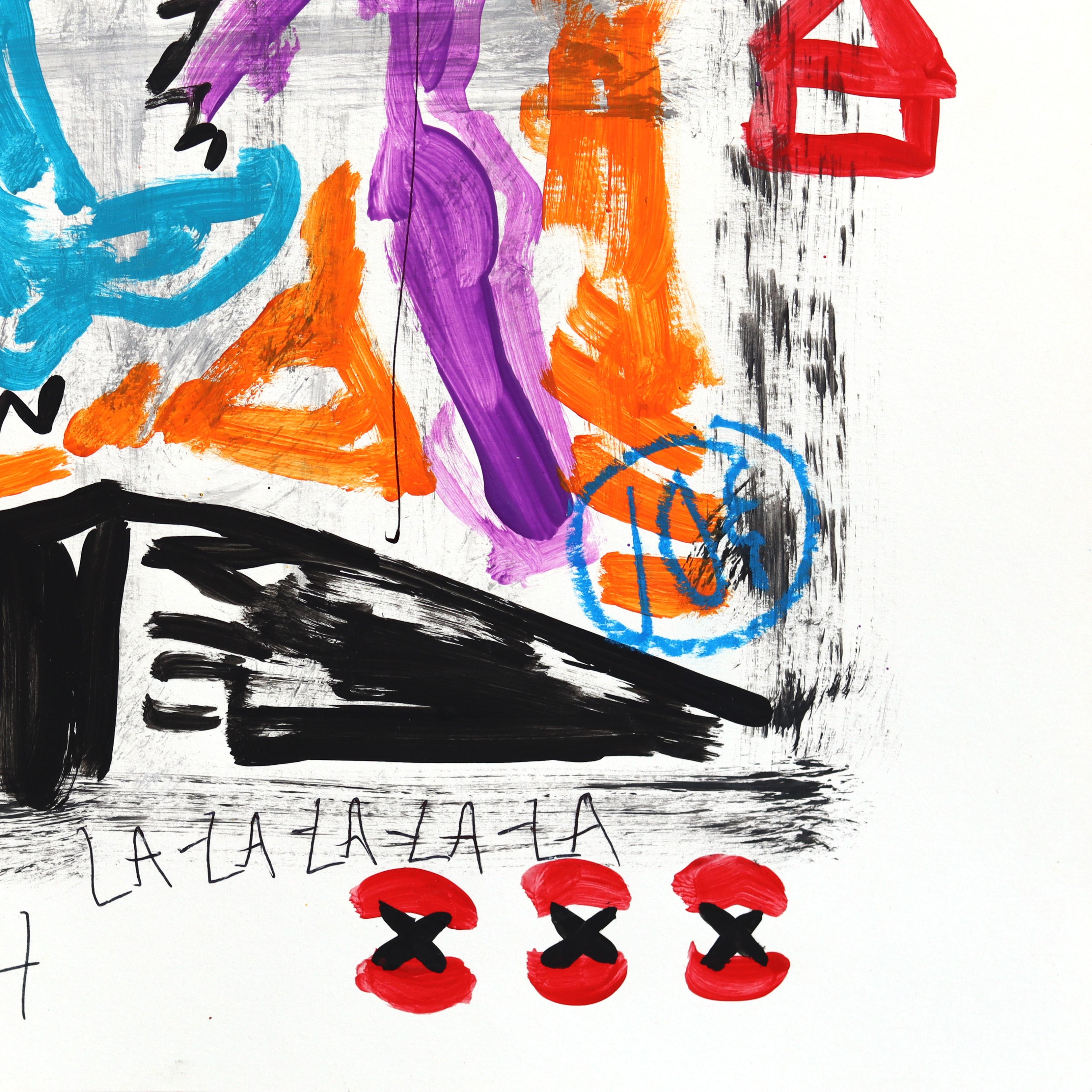 Caped Chaos - Original Figurative Cartoon Mixed Media Pop Kunstwerk von Gary John im Angebot 2