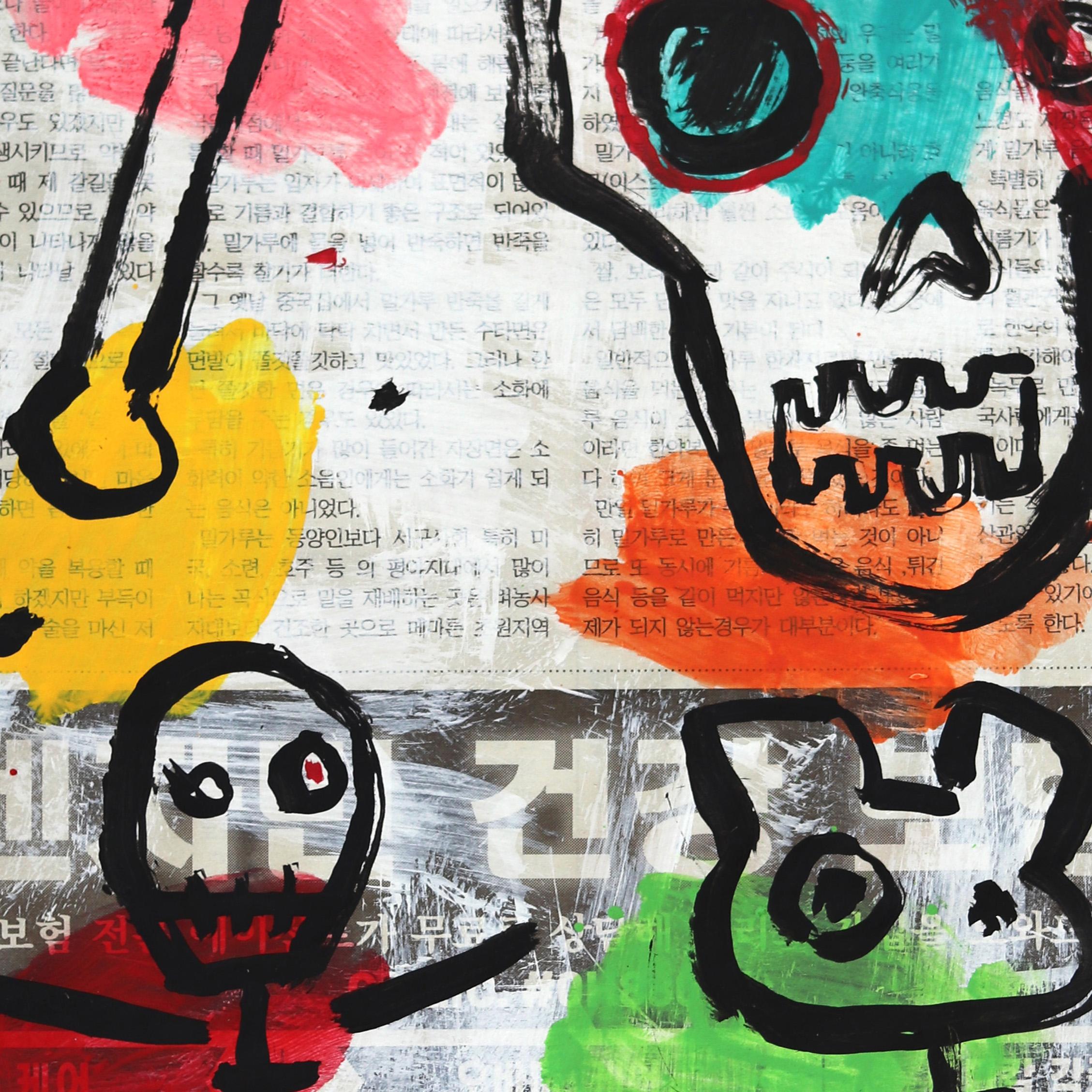 Collage di cimiteri - Pittura originale pop art figurativa e colorata di Gary Johns in vendita 1