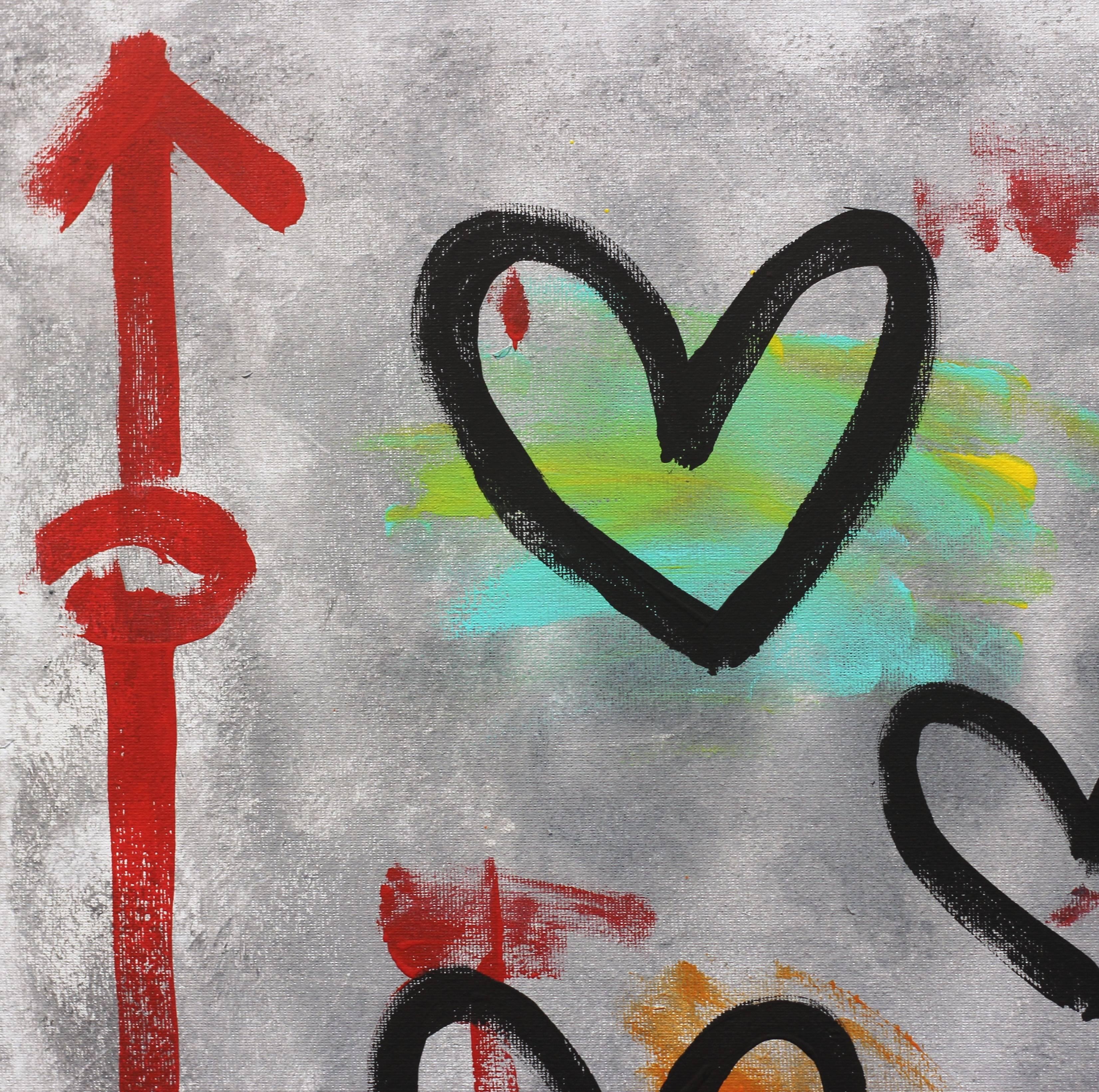 « Colorful Hearts »  Peinture originale Love Pop Street Art de Gary John sur toile en vente 5