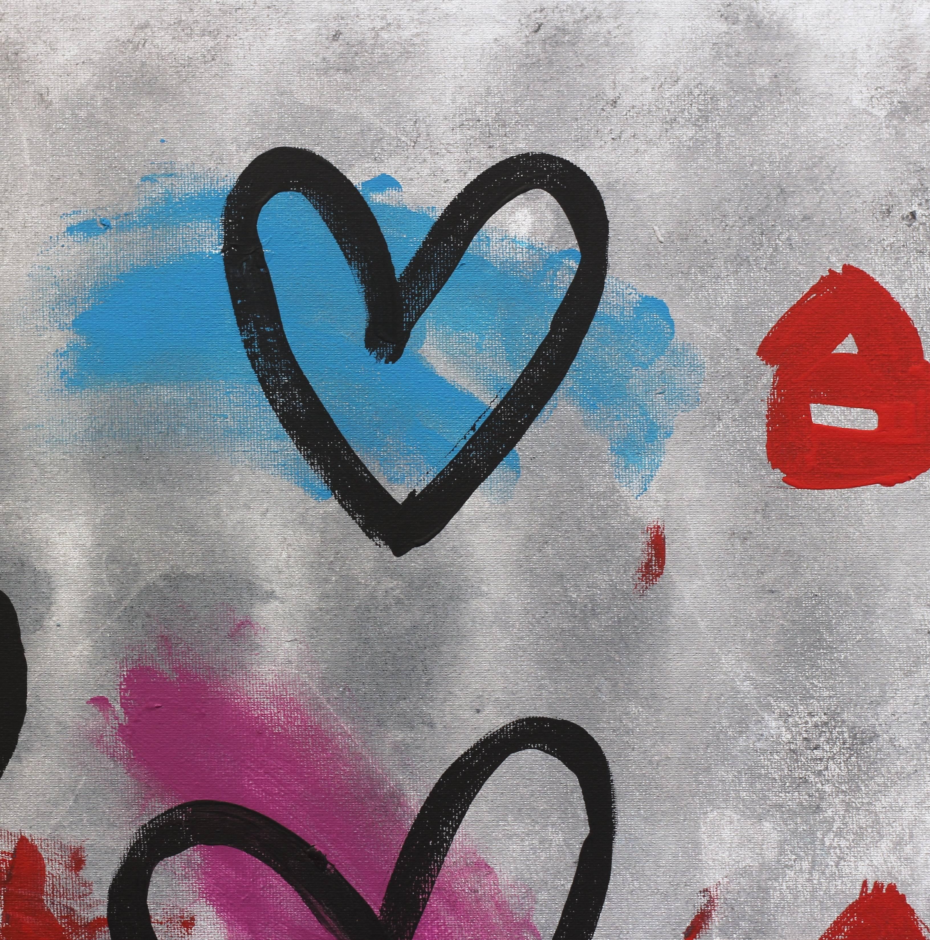 « Colorful Hearts »  Peinture originale Love Pop Street Art de Gary John sur toile en vente 6