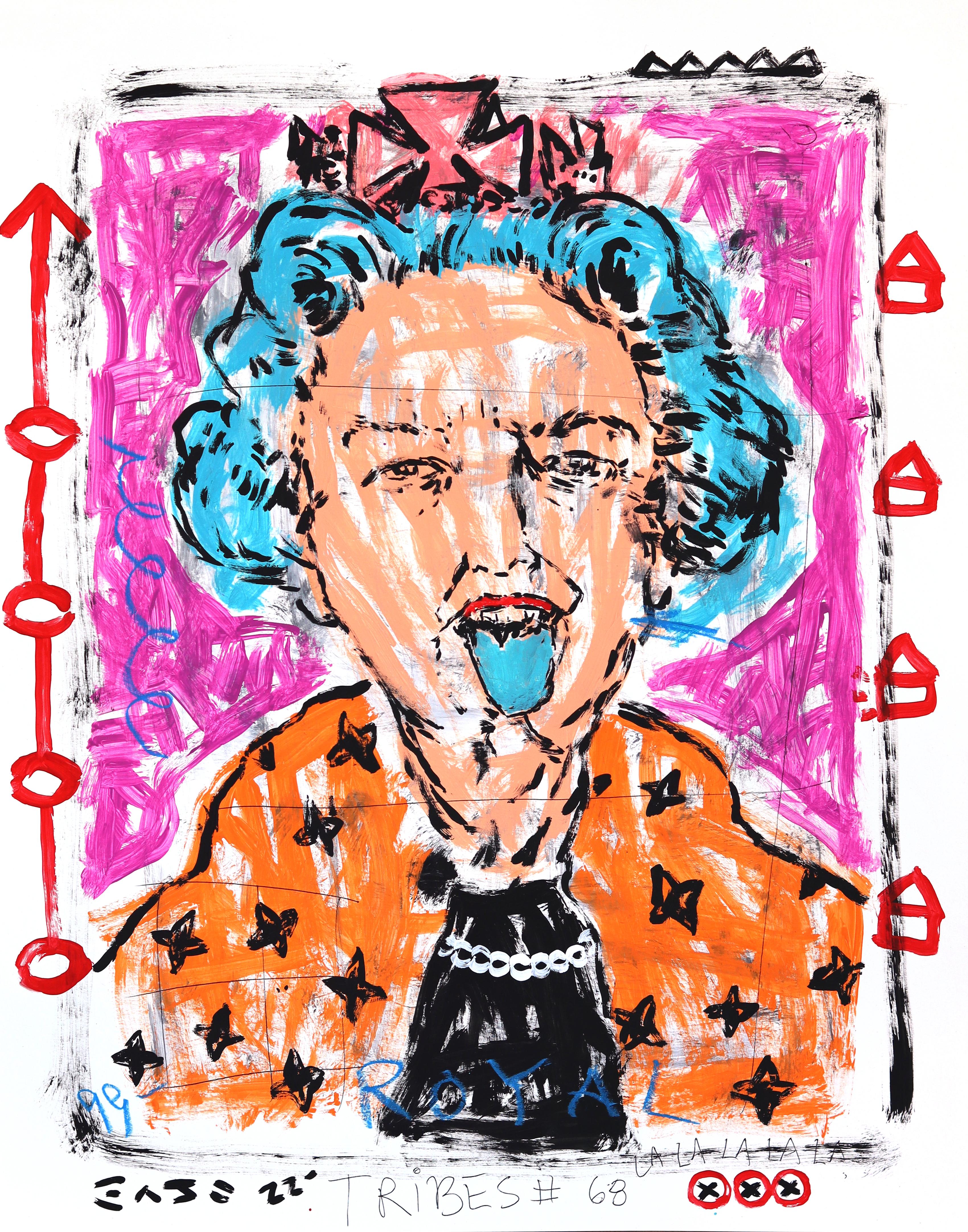 Crown with Sass - Original Quirky Abstract Figurative Portrait Art by Gary Johns