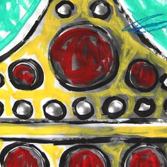 Incoronata - Natura morta astratta colorata e vibrante dipinta da Gary Johns