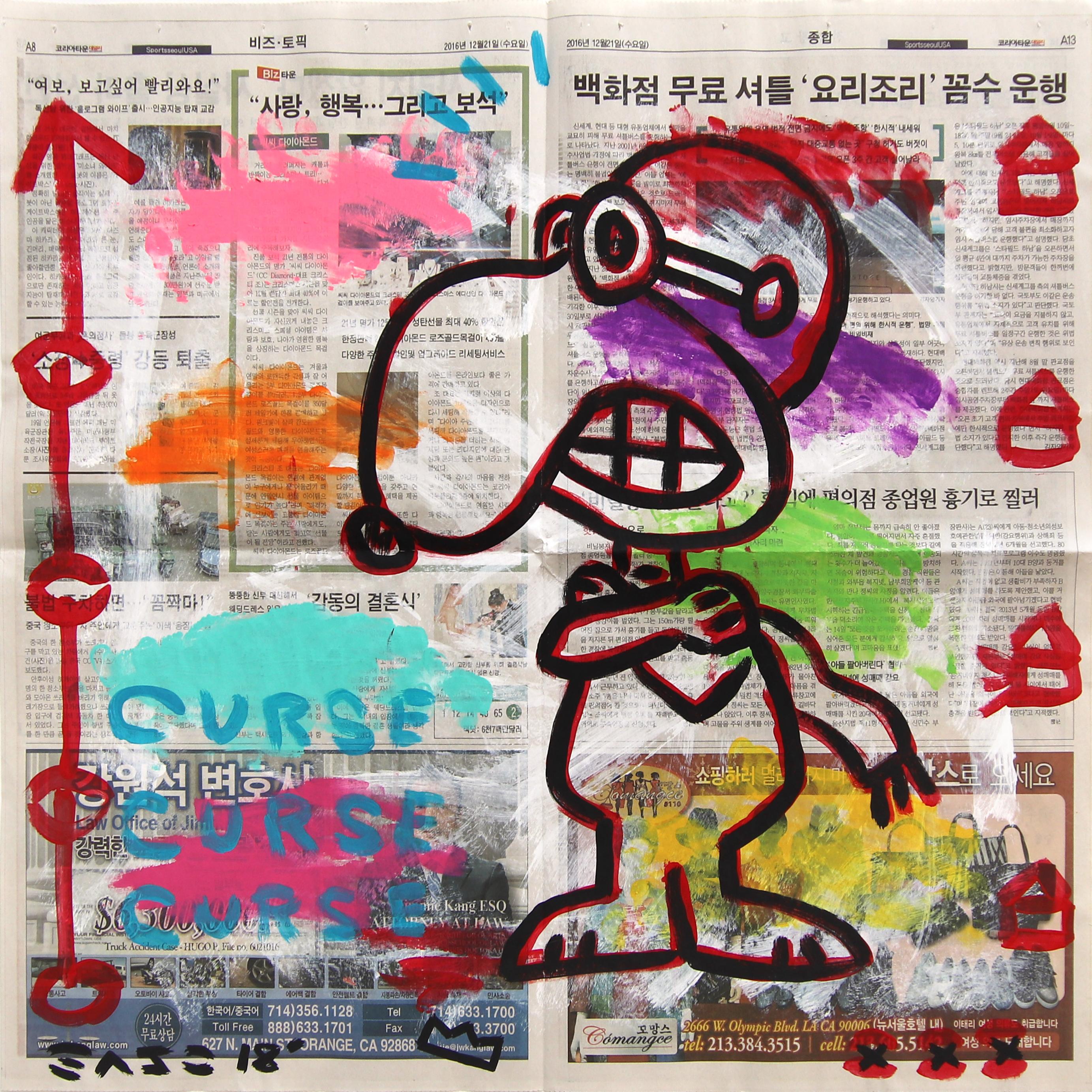 Gary Johns Pop-Street-Kunstwerke haben eine skurrile, aber dennoch aufregende und kühne Qualität, die von klassischen Cartoon-Figuren und Comic-Büchern inspiriert ist. Johns überschwängliche Kunstwerke sind mit Acrylfarbe im kühnen Graffiti-Stil
