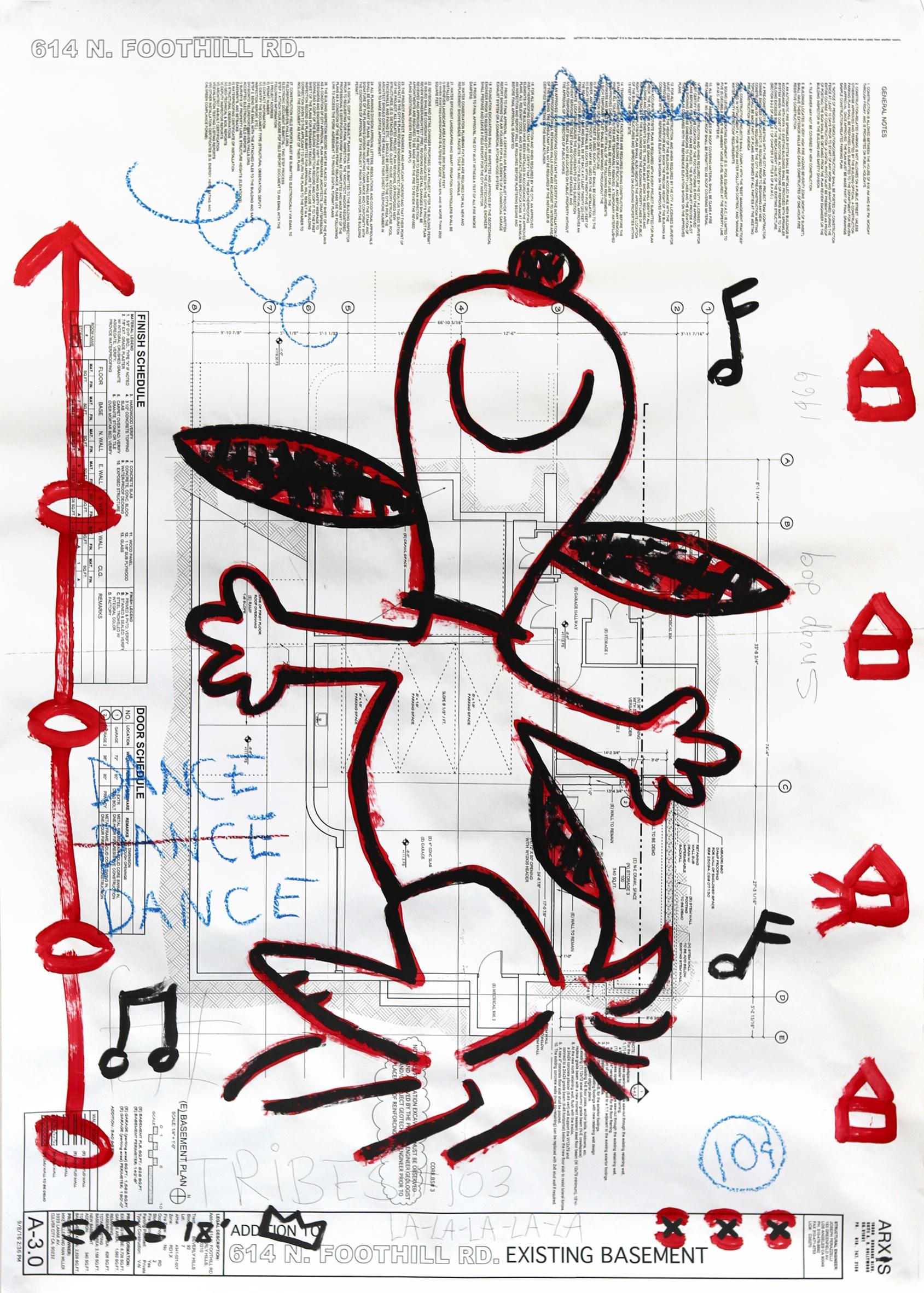 Danser, danser, danser ! - Peinture d'art de rue avec chien fantaisiste de Gary John
