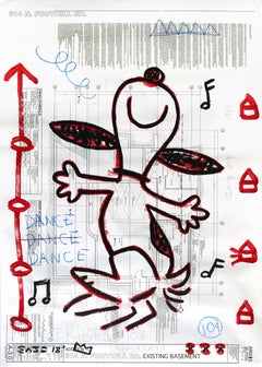 Dance, Dance, Dance! - Whimsical Cartoon Dog Street Art Painting by Gary John