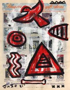 Decode This Please - Original Abstract Pop Artwork on Newspaper by Gary Johns