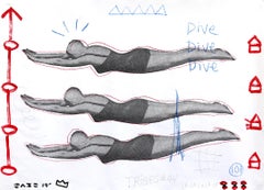Diving Beauties - Original Figurative Pop Art Painting by Gary John