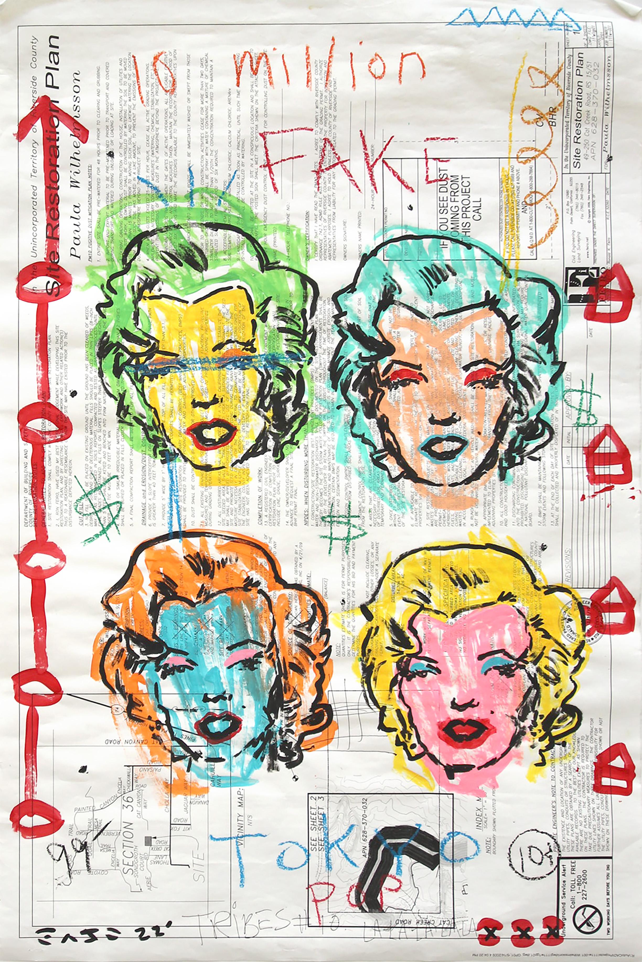 Fake Tokyo Pop - Marilyn Monroe Original Figurative Pop Art di Gary Johns