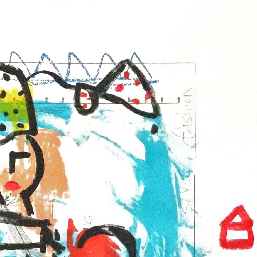 Fashion Guru - Colorful Abstract Figurative Street Art Painting by Gary John For Sale 3