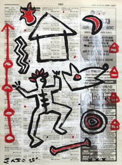 Flame Above Me - Peinture pop art abstraite et figurative de Gary Johns