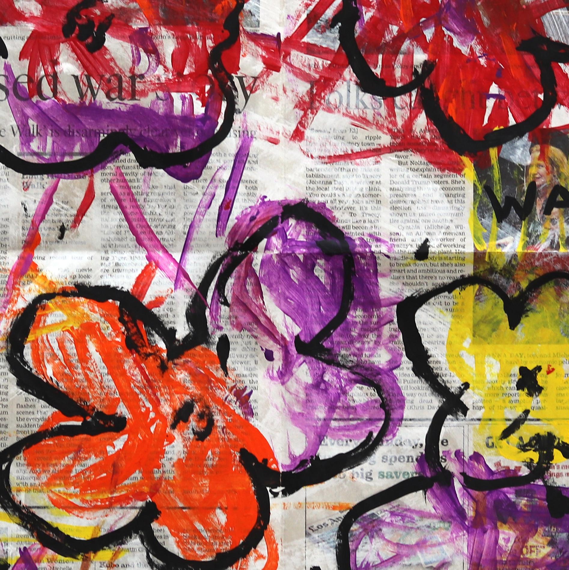 Jardin de Warhol - Peinture abstraite colorée de Pop Art botanique par Gary Johns en vente 1