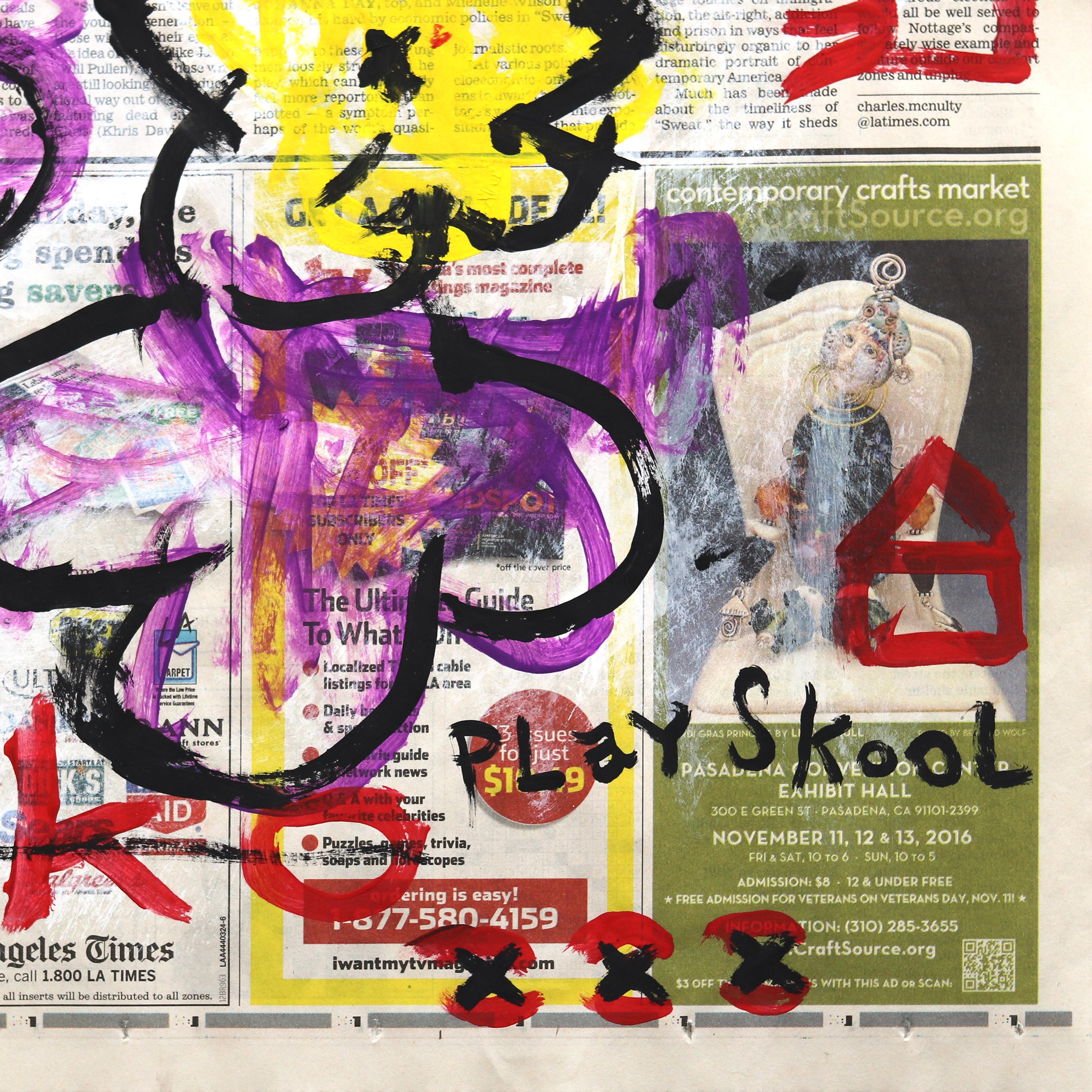 Jardin de Warhol - Peinture abstraite colorée de Pop Art botanique par Gary Johns en vente 4
