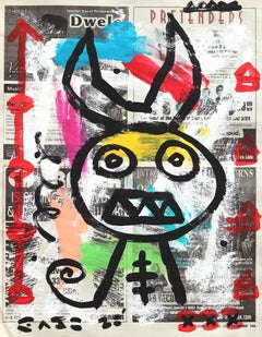 Grr! - Originale Mostro eccentrico Figurativo Pop Art su carta da giornale di Gary Johns
