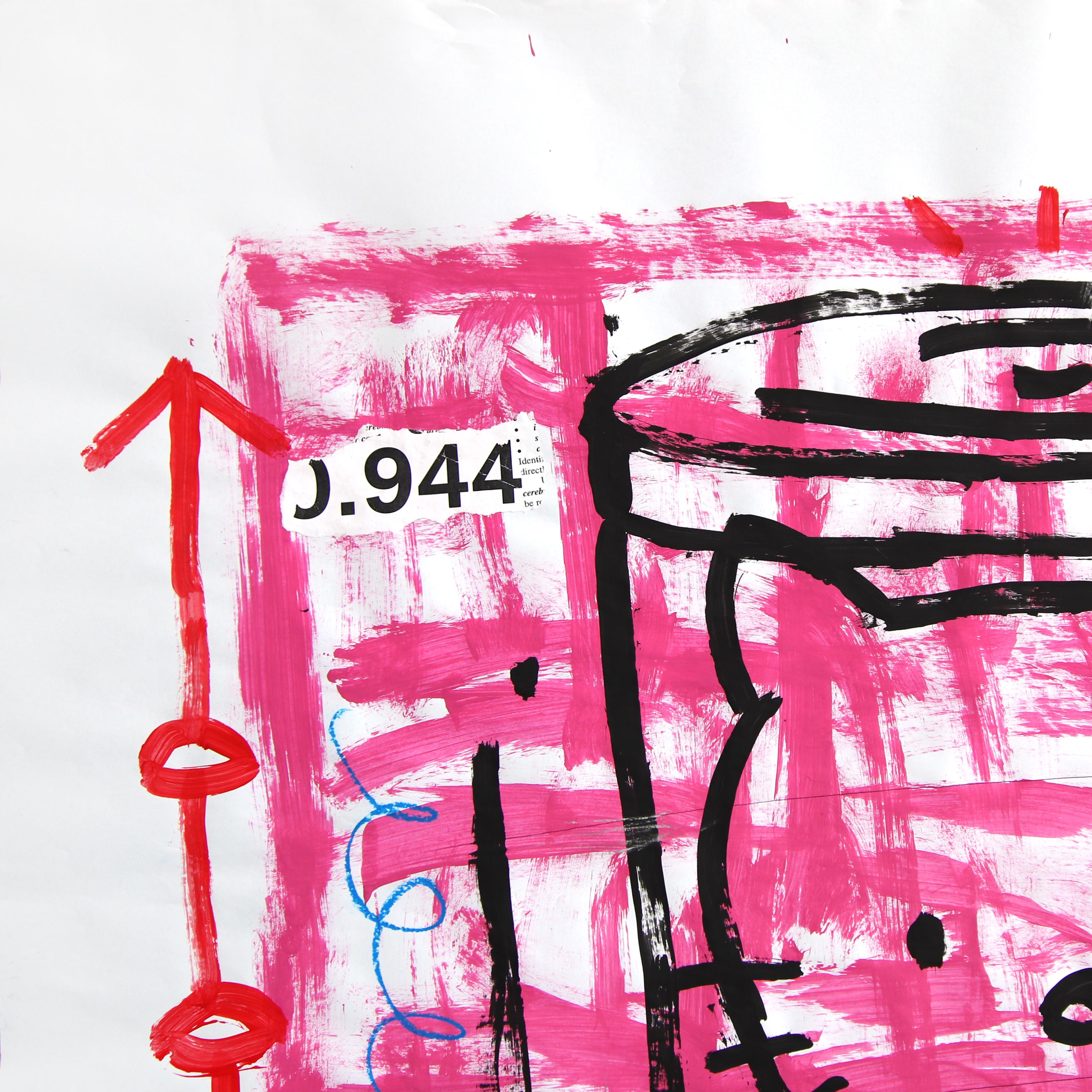 Hello Kitty Soup - Abstract Pink Quirky Cartoon Pop Art Painting by Gary John For Sale 1