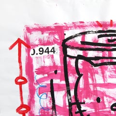 Sopa de Hello Kitty - Pintura Pop Art abstracta rosa de dibujos animados de Gary John