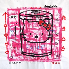 Zuppa di Hello Kitty - Quadro pop astratto rosa eccentrico di Gary Johns