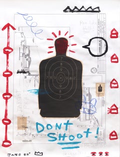 Hey Please Don't Shoot - Abstract Figurative Street Art Painting by Gary John