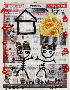Home is a Crunch - Originelle, skurrile, figurative Pop-Art auf Zeitungspapier von Gary John