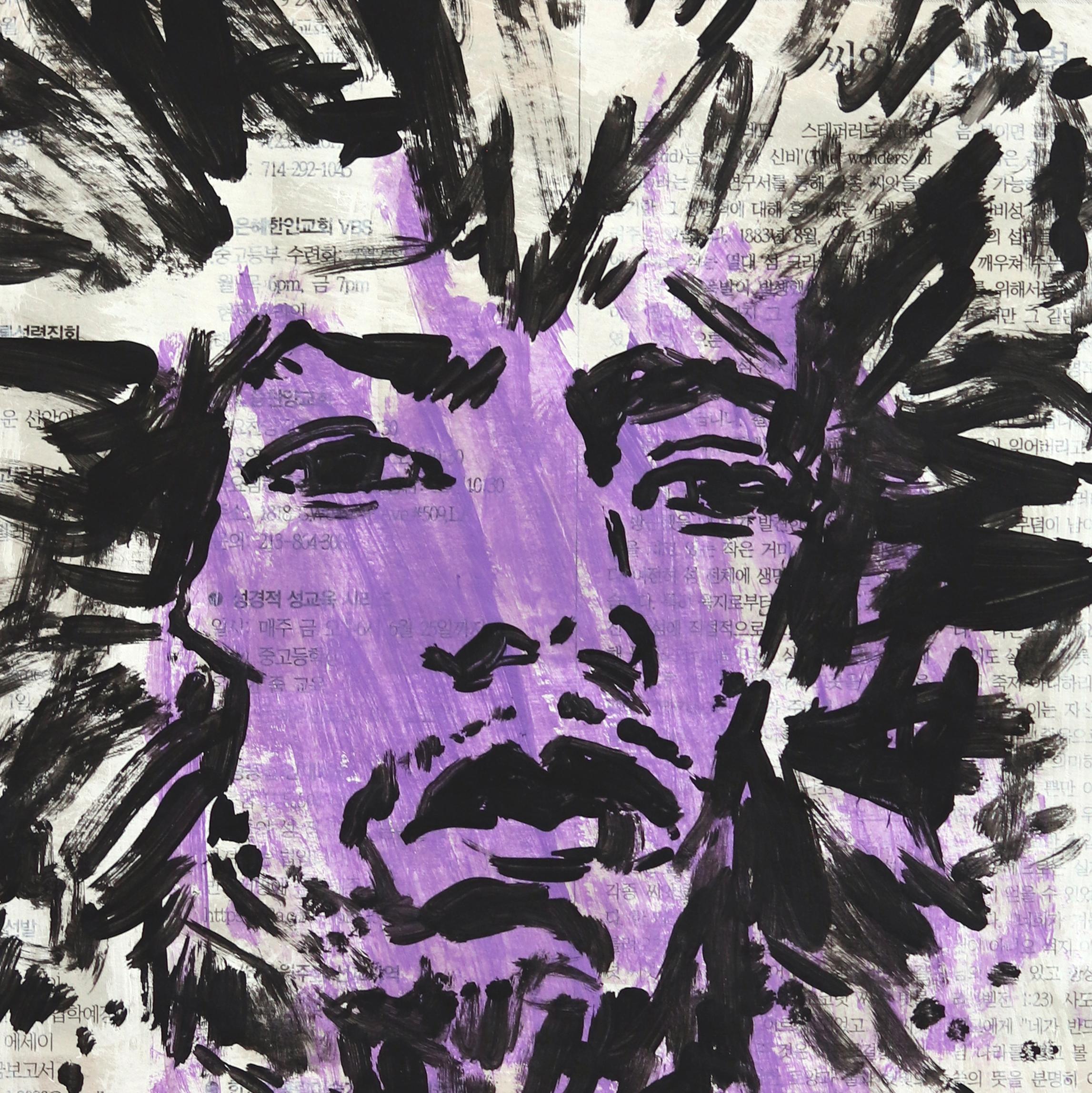 Jimi 1969 - Pintura original abstracta figurativa Pop Art Retrato de Gary John en venta 1