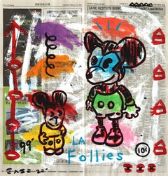 LA Follies - Original Figurative Cartoon Mixed Media Pop Kunstwerk von Gary John